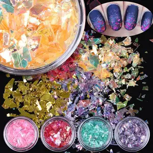 Packung Nagel Shell Papier Gebrochen Glas spiegel aufkleber Nägel Glitter Staub Shell Wirkung Folie Art Trend Erschüttert Eis Papier Nagel