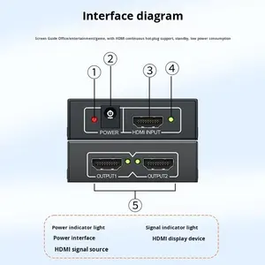 ตัวแยกสัญญาณ HDTV คุณภาพสูง 1080p 1x2 รองรับการแสดงผลวิดีโอ 2K 3D และจ่ายไฟ ตัวแยกสัญญาณ HDTV 1 เข้า 2 ออก สำหรับ<span class=keywords><strong>จอ</strong></span>ภาพ - Product Image 5