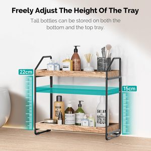 Bedroom Kitchen Spice Rack Adjustable 2-Tier Bathroom Countertop <strong>Organizer</strong> Standing Cosmetic Storage Shelf for <strong>Bath</strong> - Product Image 2
