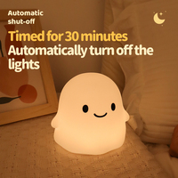 Veilleuse en silicone en forme de fantôme mignon, rechargeable par USB, avec capteur tactile LED, intensité réglable, lampe de chevet pour enfants, bébés, chambre d'enfant