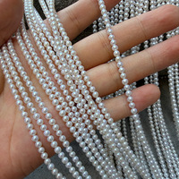 Vente en gros de perles d'eau douce blanches de petite taille, 3-4 mm, presque rondes, à fort lustre, perles en vrac pour bijoux faits à la main