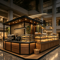 Kiosque de luxe personnalisé en bois pour centre commercial, stand de café, de bubble tea, vitrine de confiseries pour centre commercial, taille personnalisée OEM
