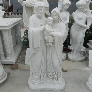 Vida-Tamanho Handcarved Religiosa Virgem Maria Bebê Jesus <span class=keywords><strong>St</strong></span>. <span class=keywords><strong>Joseph</strong></span> Escultura Religiosa Cristã Mármore Branco Estátua Sagrada Família - Product Image 3