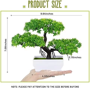 Mini bonsaï artificiel fait à la main pour la <span class=keywords><strong>d</strong></span>écoration extérieure de la maison ou du bureau Vert avec pot de ciment en plastique Caractéristique de Noël Faux - Product Image 2