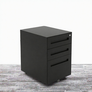 Armoire de classement mobile moderne à 3 tiroirs en acier, meuble de rangement métallique avec serrure à clé pour bureau - Product Image 3
