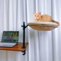Nouvelle Niche pour Chat de Luxe Moderne, Douce et Confortable, en Tissu Marron Moelleux, Ajustable, Amovible, Lavable, avec Coussin Long en Peluche, pour Bureau et Domicile