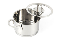 Ensemble de casseroles classiques modernes en acier inoxydable 4 pièces, marmite, couvercles en verre trempé, écologiques, compatibles four, induction, lave-vaisselle