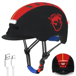 Helmet New Design Removable Visor Rear And Head LED Light Helmet Scooter Skating Skateboard E-bike Cycling Helmet