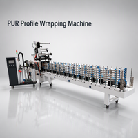 Machine d'enveloppement automatique de profilés PUR à chaud GUANDIAO pour cadres de portes en bois, placage PVC, machine de laminage et de revêtement à la colle PUR