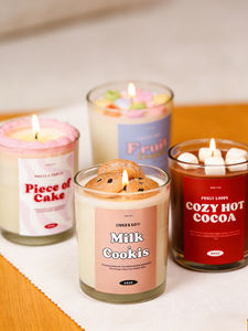 LANJO Bougie parfumée en cire de soja en forme de dessert, style crème glacée, biscuits au chocolat, avec pot en verre, personnalisable et DIY, best-seller - Product Image 4