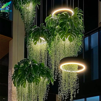 Plante verte LED Lampes suspendues Restaurant Lustre Moderne Lustres Ronds Cercle Anneau Pendentif Lumière