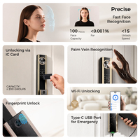 Serrure de porte intelligente OEM LNDU H01 de luxe à texture marbre, reconnaissance faciale, sécurité biométrique par veine palmaire, application Tuya, serrure numérique WiFi