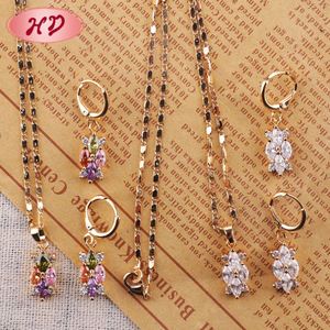 Juego de Joyería de Cristal Chapado en Oro, Collar con Colgante de Flor con Corte Marquesa y Pendientes para Mujer, Joyería de Moda para Fiesta - Product Image 6