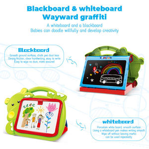 Tableau d'écriture et de dessin double face motif dessin animé (Train, Hippopotame, Vache) – Tableau noir et tableau blanc – Jouet éducatif pour l'éveil des enfants – Cadeau pour enfants - Product Image 4