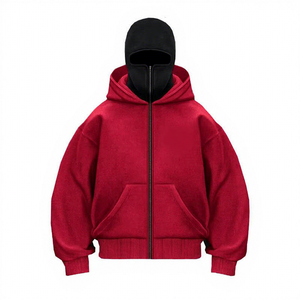 Sudadera Unisex Extra Grande con Capucha y Cierre de Cremallera, Diseño de Bolsillo en Color Sólido, Ropa Casual de Invierno, Corte Regular, Tejido de Punto, Manga Larga - Product Image 6