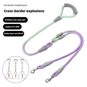 Verstellbare Nylon bindung 2 Köpfe One <span class=keywords><strong>Drag</strong></span> Two Dog Verstellbare Leine Traktion sseil Starke Sicherheit Hund Verkehrs leine Leine Zubehör - Product Image 2