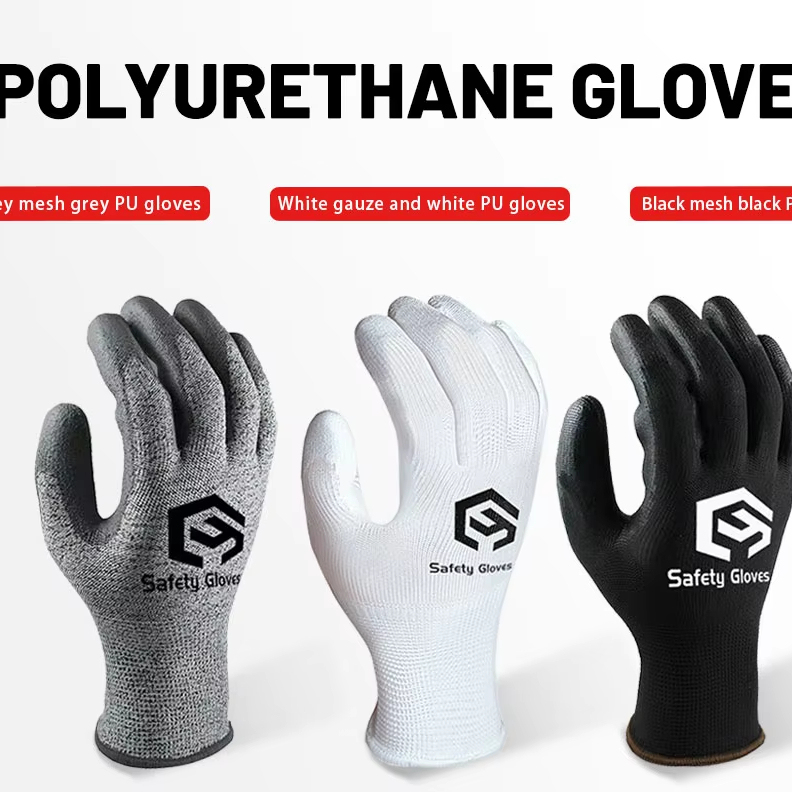CY Hot Sale Polyurethne PU Coated Light Work Gloves Comfort Electric Work Protection Safety Gloves Size M/L/XL For Logistic