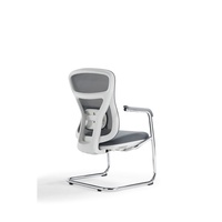 Chaise de bureau ergonomique JOHOOFURNITURE avec base cantilever, cadre blanc, vente en gros pour bureau à domicile, coussin épais confortable