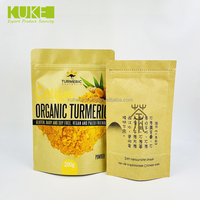 Pochette compostable personnalisée Pla Zipper Food Organic Tuemeric 100% sacs en papier kraft biodégradables pour emballage alimentaire