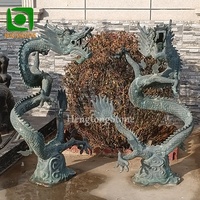 Statue de dragon en bronze de style antique pour l'extérieur, statue d'animal en métal