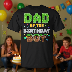 T-shirt coordinata per la famiglia con stampa Dad Of The Birthday Boy Pixel Gamer Party - Product Image 3
