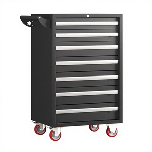 Chariot d'atelier mobile multi-niveaux en métal robuste pour outils de réparation automobile avec 2 à 7 tiroirs, personnalisable, modèle HS-101 - Product Image 1
