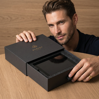 Boîte d'emballage carrée noire personnalisée pour montre connectée, avec ruban, en papier écologique et recyclable, personnalisable