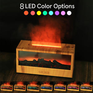Humidificateur de cheminée à grain de bois clair YX-717, diffuseur d'arômes USB 5V de bureau avec télécommande et lumière d'ambiance flamme - Product Image 2