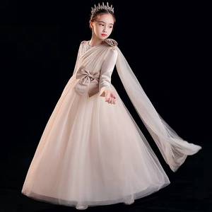 Vestido de Noche para Niñas, Adolescentes, Vestido de Princesa con Tul y Flores, para Recital de Piano, Actuación en Escenario, Disfraz Elegante para Fiesta - Product Image 4