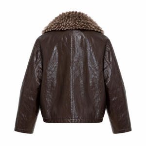 New Winter Style Large Lapel Loose Quilted Coat <b>Shearling</b> <b>Bomber</b> <b>Jacket</b> for Women High-end <b>Jacket</b> leather <b>jacket</b> women - Product Image 3