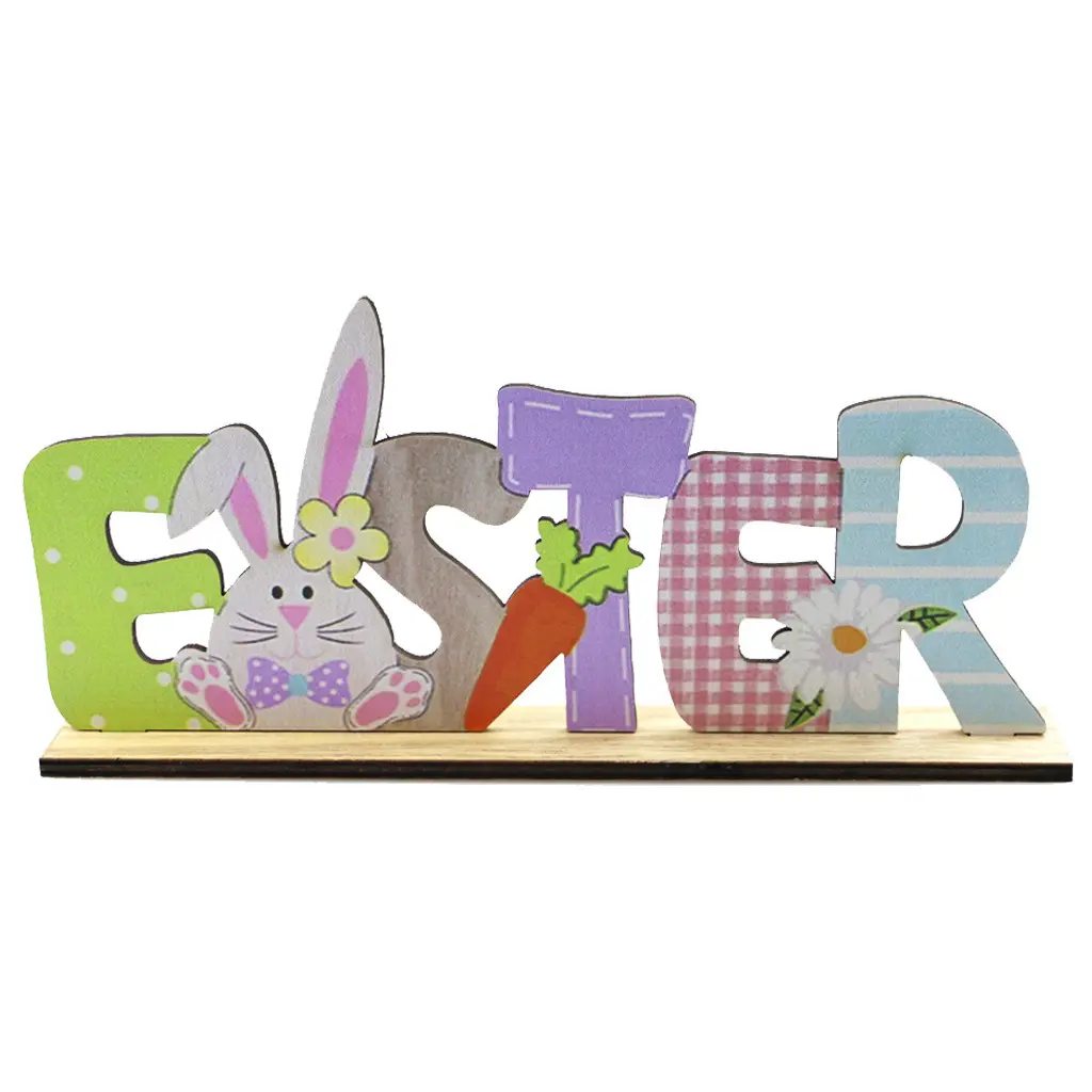 Eco-friendly Easter Wooden Rabbit Table Decorations for Dining Room Table Easter Bunny for Spring Holiday Easter Party Decor