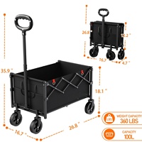 Chariot de camping pliable à 4 roues portable, capacité de charge 400-600 LBS, outils OEM pour usage industriel multi-usage