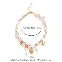 Kalung Rantai Sutra Bohemian Bahan Stainless Steel Berlapis Emas 18K dengan Liontin Bunga Matahari, Hati, dan Jamur Buatan Tangan untuk Wanita