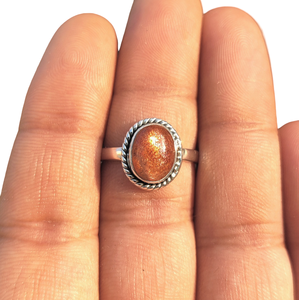 Anillo de Plata de Ley 925 con Cabujón Ovalado de Piedra del Sol Natural, Hecho a Mano, para Boda y Fiesta, Joyería Unisex - Product Image 6
