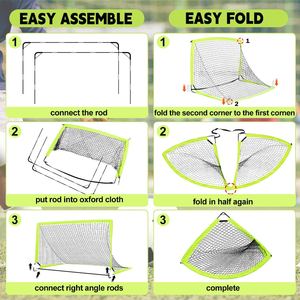 Buts de football à montage rapide 8'x6' avec cadre <span class=keywords><strong>en</strong></span> acier résistant aux intempéries, ensemble de poteaux de football avec filet, équipement de terrain fabriqué <span class=keywords><strong>en</strong></span> usine - Product Image 2