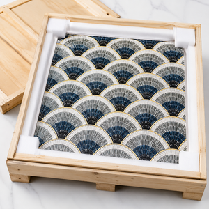 Mosaico de Vidrio Iridiscente de Lujo, en Forma de Abanico, con Diseño Festoneado, para Decoración de Fondo en Bares, Clubes, Hoteles y Lobbies - Product Image 6
