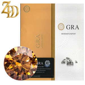 Champagne Moissanite Round Loose Stone With Gra Certificate For Jewelry Making - Product Image 1