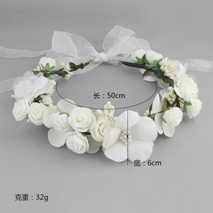 Bandeau de <span class=keywords><strong>fleurs</strong></span> <span class=keywords><strong>séchées</strong></span> avec <span class=keywords><strong>couronne</strong></span> en dentelle et halo de mariée avec ruban réglable - Product Image 3
