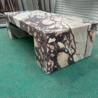 Meuble table basse socle bas marbre salon luxe naturel personnalisé Calacatta Viola table basse d'appoint