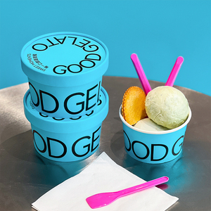 Bán buôn dùng một lần có thể tái chế thân thiện với môi phân hủy sinh học thực phẩm liên hệ với lớp giấy kem Bát với in <span class=keywords><strong>logo</strong></span> tùy chỉnh - Product Image 1