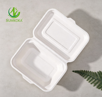 Contenants alimentaires en bagasse écologiques, résistants à la graisse et compatibles micro-ondes, boîtes à clapet en bagasse, boîtes à emporter jetables