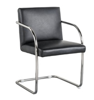 Chaise visiteur moderne rembourrée en cuir PU, NOUVELLE chaise de réception avec base de traîneau chromée, chaise Soft Bueno pour usage commercial