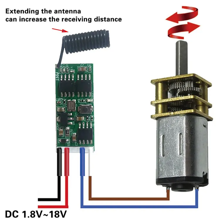 Micro interrupteur de télécommande sans fil DC 3.6v 6V 12V 24V moteur transmetteur de Module de direction avant et arrière
