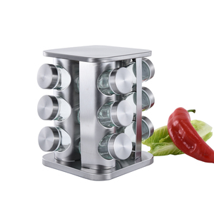Stainless steel square spices and salt box packing 12pcs spice jar set