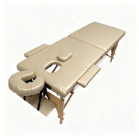 Table de massage pliable robuste à 2 sections avec pieds en bois, table de spa professionnelle avec appui-tête