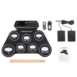 Wholesale Portable Hand Roll‑up <b>Drum</b> Kit 7 Pads Silicone Electronic <b>Drum</b> Set With Foot Pedals <b>For</b> Kids Music Education - Product Image 3