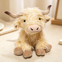 Peluche personnalisée Vache des Highlands à poils longs, fabrication OEM/ODM, du dessin au prototype, animal en peluche doux, poupée bovinoïde marron à poils longs