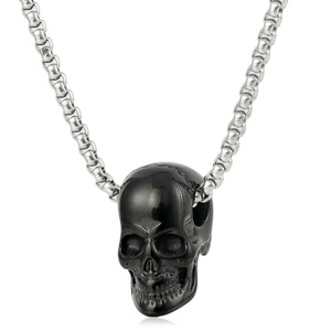 yunnique <b>Titanium</b> Steel Skull Pendant Gold Color Geometric Design For Men Fashion Necklace 60cm <b>Chain</b> - Product Image 4