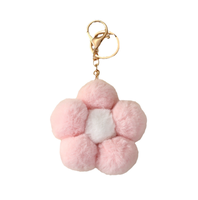 Gantungan Bunga Pompom Kecil untuk Tas, Aksesoris Grosir, Barang Dekoratif Kecil, Gantungan Kunci Bunga Pompom Wanita