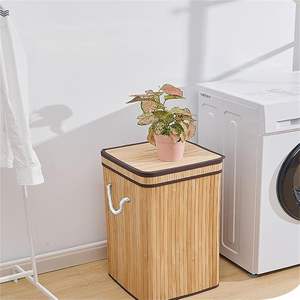 Cesto de Ropa Plegable de Bambú con Doble Tapa y Función de Cesto para Ropa Sucia, Uso Doméstico Sostenible, Tamaño y Logotipo Personalizables - Product Image 4